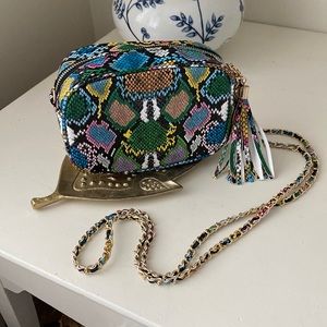 NWOT multi-colored snakeskin crossbody